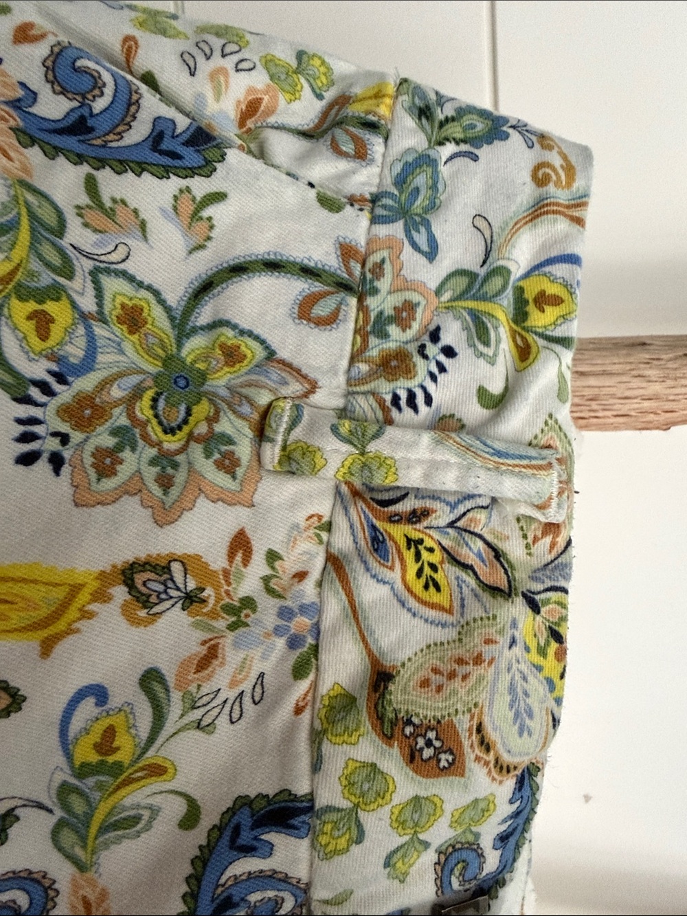 Dear John White Paisley Floral High-Waist Shorts with Blue & Yellow Accents - Picture 3 of 3